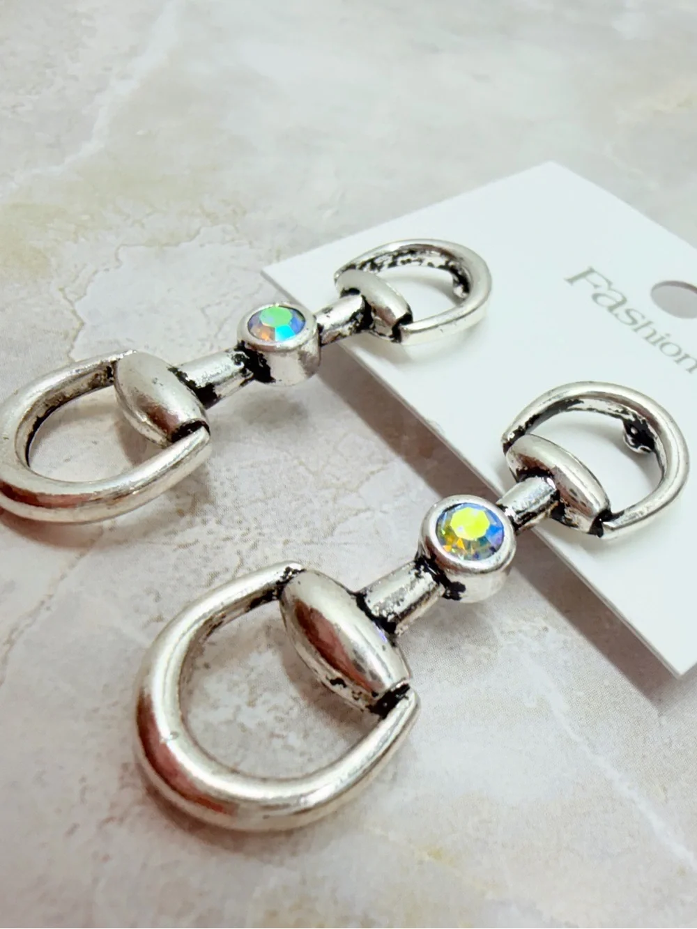 Silver Dangle Horsebit Earrings - Women Jewelry